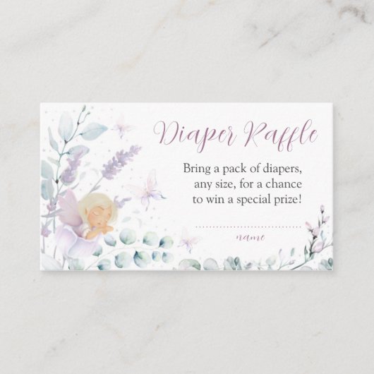 ガールズバタフライフラワーベビーシャワーオムツラッフル エンクロージャーカード (正面)