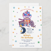 ガールズバックヤードムービーナイト誕生日パーティー 招待状 (正面/裏面)