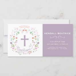 ガールズバプテスマ招待状カード – クロス付き招待状