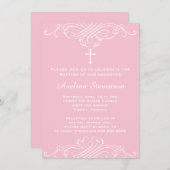 ガールズバプテスマ《キリスト教》洗礼式や命名式ファーストコミュニオン 招待状 (正面/裏面)