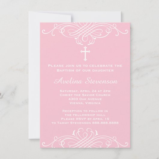 ガールズバプテスマ《キリスト教》洗礼式や命名式ファーストコミュニオン 招待状 (正面)