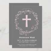 ガールズバプテスマ《キリスト教》洗礼式や命名式招待状ガーリー招待状 招待状 (正面/裏面)