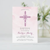 ガールズバプテスマ，《キリスト教》洗礼式や命名式招待状，水彩画 招待状 (スタンド正面)