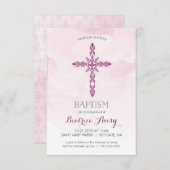 ガールズバプテスマ，《キリスト教》洗礼式や命名式招待状，水彩画 招待状 (正面/裏面)