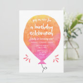 ガールズバルーン誕生日招待状 招待状 (スタンド正面)