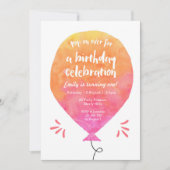 ガールズバルーン誕生日招待状 招待状 (正面)