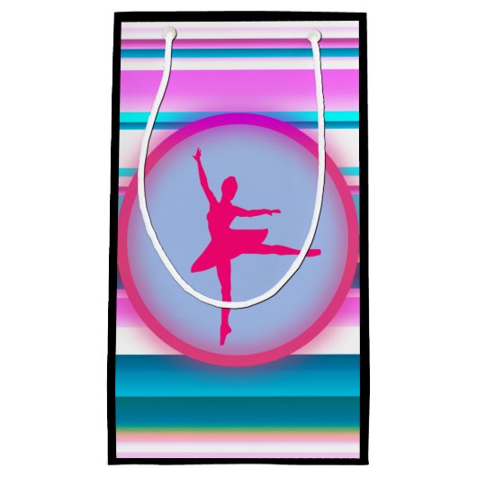 ガールズバレリナダンスストライプズ スモールペーパーバッグ (正面)