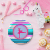 ガールズバレリナダンスストライプズ ペーパープレート (パーティー)