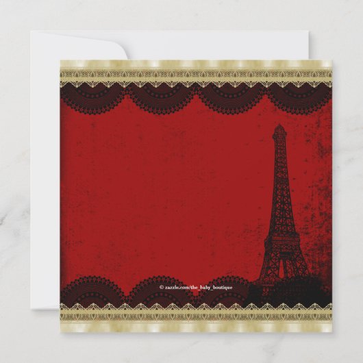 ガールズバレリーナヴィンテージパリファーストバースデーパーティー 招待状 (裏面)