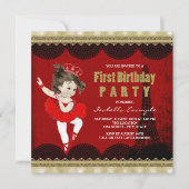 ガールズバレリーナヴィンテージパリファーストバースデーパーティー 招待状 (正面)