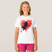 ガールズバレンタインシャツピンクキューピッドスウェットシャツ Tシャツ (正面フル)