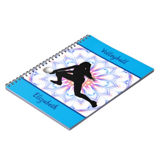 ガールズバレーボールブルーパーソナライズされた抽象芸術 ノートブック (左側)