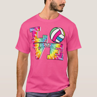 ガールズバレーボール絞り染めーカラフルラブフォーナガー Tシャツ