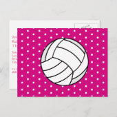 ガールズバレーボール誕生日はがき招待状 – ピンク インビテーションポストカード (正面/裏面)