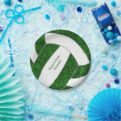 ガールズバレーボール誕生日パーティーグリーンホワイト ペーパープレート (パーティー)