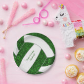 ガールズバレーボール誕生日パーティーグリーンホワイト ペーパープレート (パーティー)