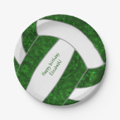 ガールズバレーボール誕生日パーティーグリーンホワイト ペーパープレート (正面)