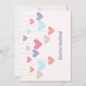 ガールズバースデーパーティーハートバルーンかわいい招待状 セーブザデート (裏面)