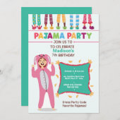 ガールズパジャマ誕生日シーポバーパーティー 招待状 (正面/裏面)
