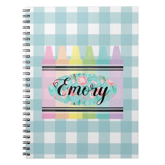 ガールズパステルウォーターカラーフローラクレオンプレイド ノートブック (正面)