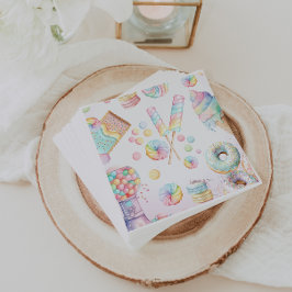 ガールズパステルキャンディランド誕生日パーティーテーブル スタンダードカクテルナプキン