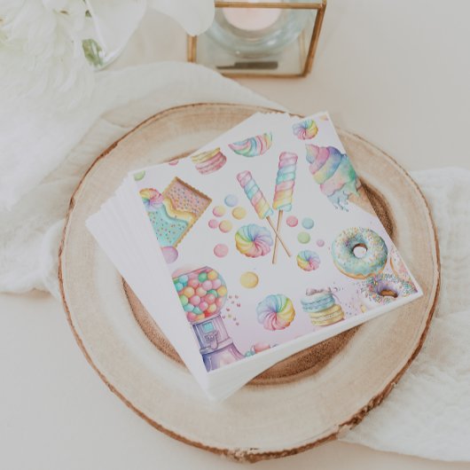 ガールズパステルキャンディランド誕生日パーティーテーブル スタンダードカクテルナプキン