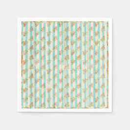 ガールズパステルブルーフローラコテージシックティーパーティー スタンダードカクテルナプキン