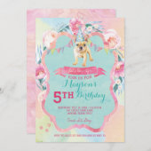 ガールズパピードッグバースデーパーティ招待状 招待状 (正面/裏面)