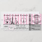 ガールズパリフランスエアラインチケット誕生日 招待状 (正面)