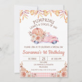 ガールズパンプキントラック秋の紅葉フローラ誕生日 招待状 (正面)