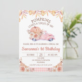 ガールズパンプキントラック秋の紅葉フローラ誕生日 招待状 (スタンド正面)