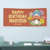 ガールズパーソナライズされたカエル誕生日 横断幕 (トレードショー)