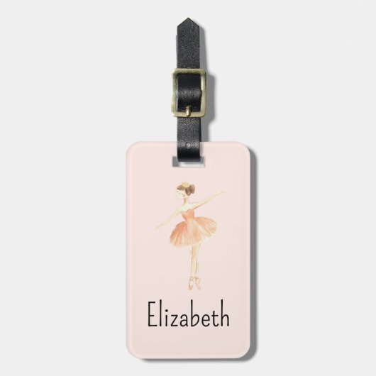 ガールズパーソナライズされたバレリナダンサースクールバッグラベル ラゲッジタグ (正面縦)