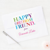 ガールズパーソナライズされたレインボーハッピーバースデー スクエアシール (封筒)