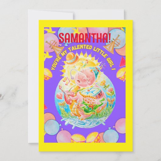 ガールズパーソナライズされた誕生日フラットホリデーカード シーズンカード (正面)