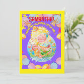 ガールズパーソナライズされた誕生日フラットホリデーカード シーズンカード (スタンド正面)