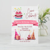 ガールズパーソナライズされた誕生日招待状 サンキューカード (スタンド正面)