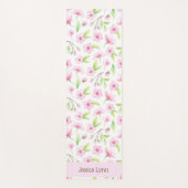 ガールズパーソナライズされた赤面ピンクさくらんぼブロッサムプリント ヨガマット (正面)