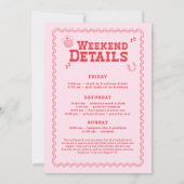 ガールズパーティー ピンクとレッドのカウガール ブライズゲットウェー 招待状 (裏面)