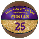 ガールズパープルと金ゴールドパーソナライズされたバスケットボール バスケットボール (正面)