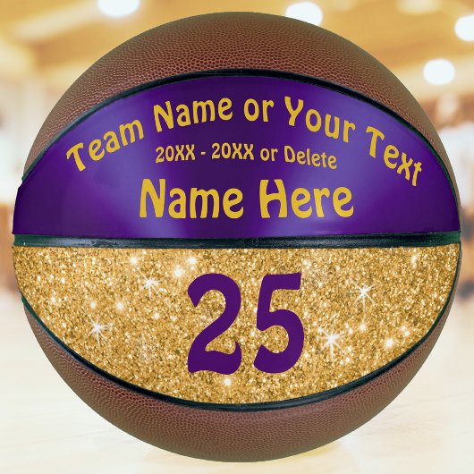 ガールズパープルと金ゴールドパーソナライズされたバスケットボール バスケットボール