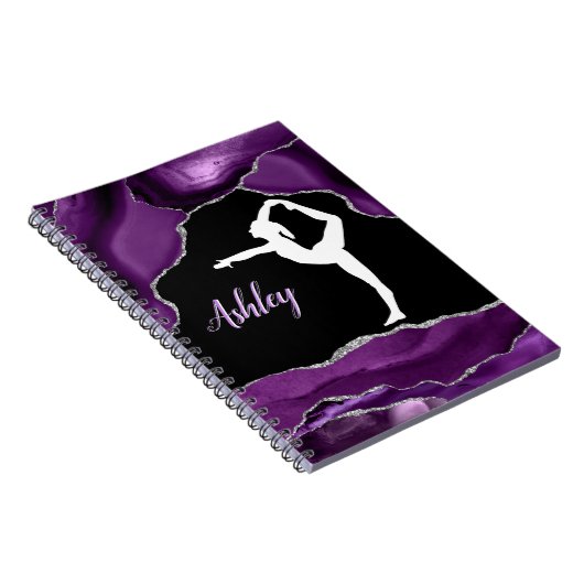ガールズパープルグリッター体操ダンスまたは応援 ノートブック (右側)