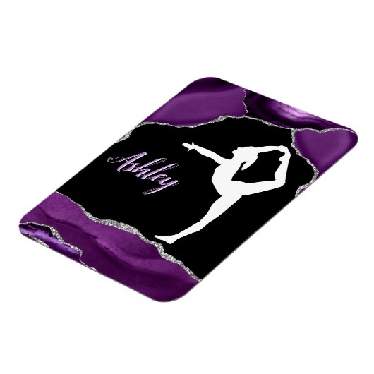 ガールズパープルグリッター体操ダンスまたは応援 マグネット (左側)