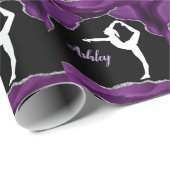 ガールズパープルグリッター体操ダンスまたは応援 ラッピングペーパー (ロールコーナー)