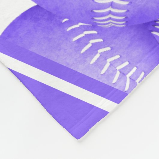 ガールズパープルソフトボールモノグラムの模様 フリースブランケット (角)