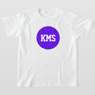 ガールズパープルバレーボールカスタム文字スクールレター Tシャツ