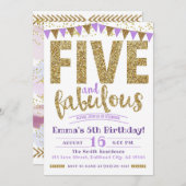 ガールズパープルファイブ&ファブラス5誕生日 招待状 (正面/裏面)