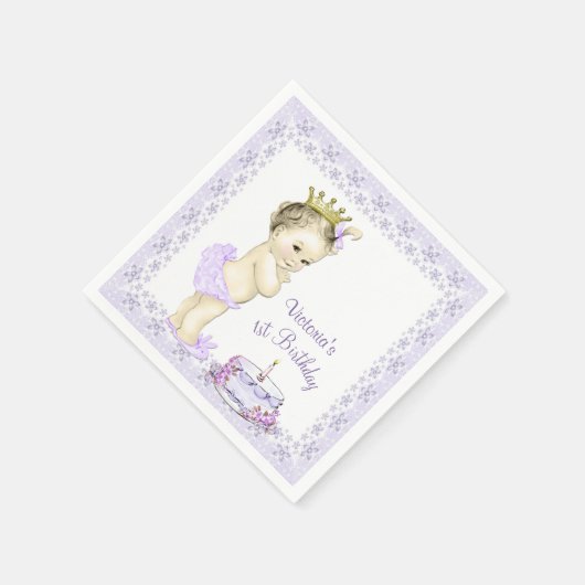 ガールズパープルプリンセス1stバースデーカクテルナプキン スタンダードカクテルナプキン (角)