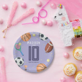 ガールズパープルモダンスポーツ子供の誕生日 ペーパープレート (パーティー)