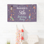 ガールズパープル体操子供の誕生日へようこそ 横断幕 (インサイチュ)